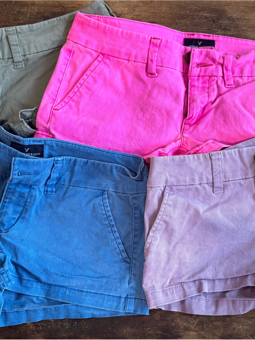 American Eagle Outfitters Women’s Hot Pink, Blue, Lavender & Tan Stretch Shorts